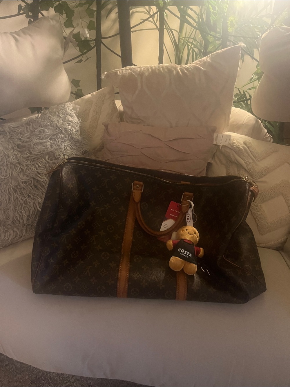 Authentic Louis Vuitton Monogram Travel Holdall in Brown and Tan